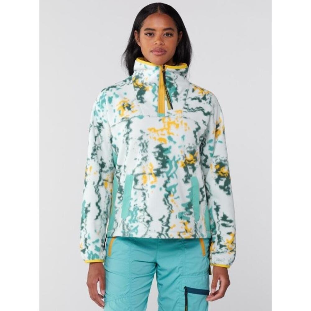 REI x Outdoor Afro Quarter Zip Fleece Pullover Teal Green Yellow 1XL